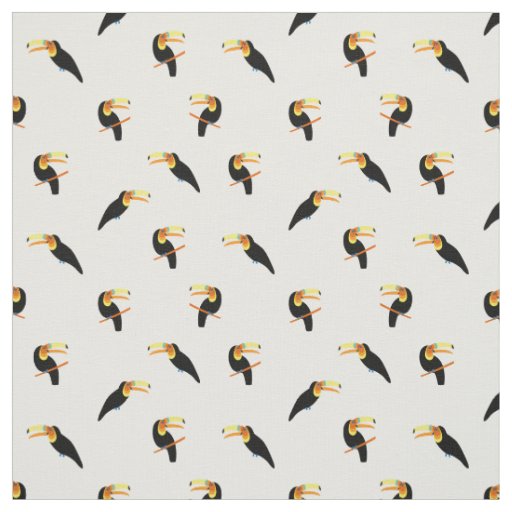 Tropical Toucans Exotic Birds Black White Pattern Fabric