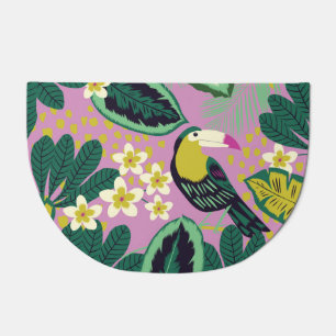 Tropical Toucans: Flower Pattern Doormat