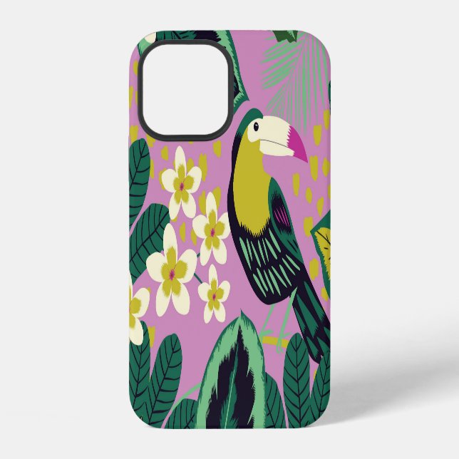 Tropical Toucans: Flower Pattern Iphone Case (Back)