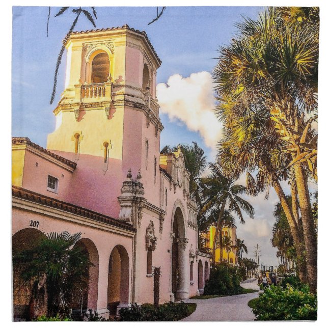 Tropical Train Station Cloth Napkin (Front)