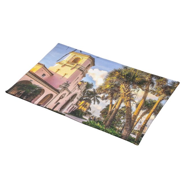Tropical Train Station Cloth Placemat (On Table)
