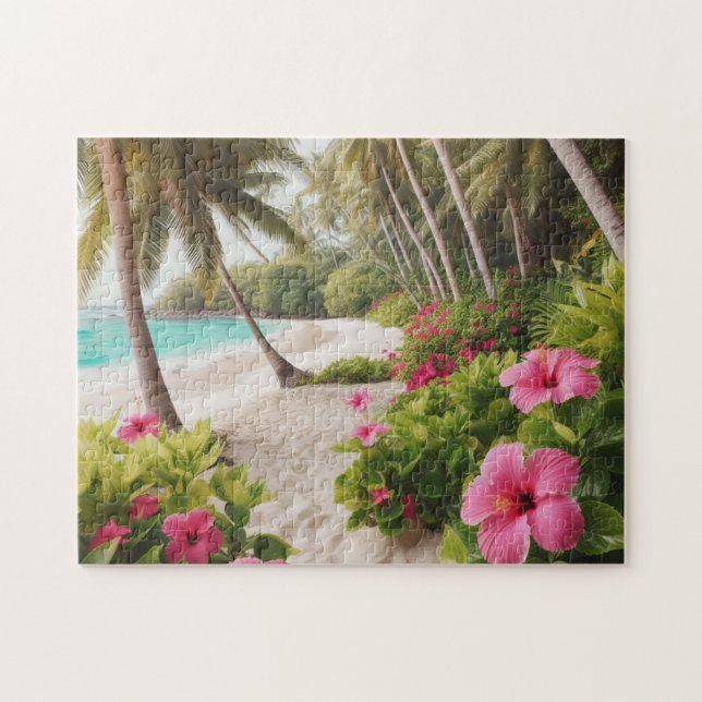 Tropical Tranquility Palm Tree Paradise  Jigsaw Puzzle (Horizontal)