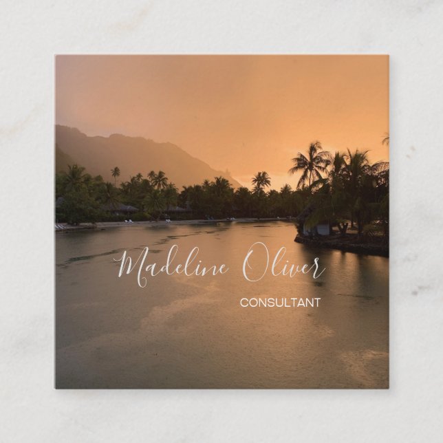 Tropical Travel QR Code Modern Professional Square Business Card (Front)