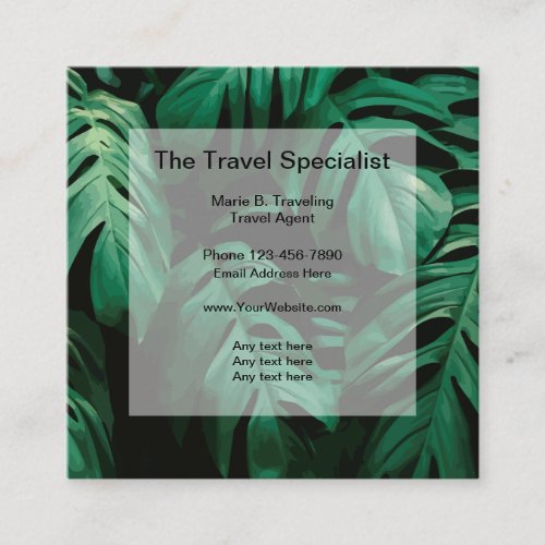 Tropical Travel Specialist Theme Square Business Card