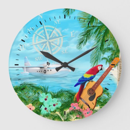Tropical Travels Large Clock