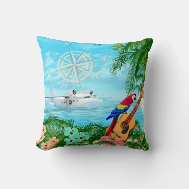 Tropical Travels Throw Pillow (Front)