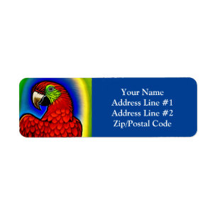 Tropical Treasure: Abstract Vibrant Parrot Artwork Label