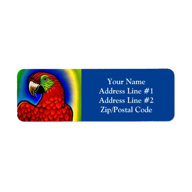 Tropical Treasure: Abstract Vibrant Parrot Artwork Label (Front)