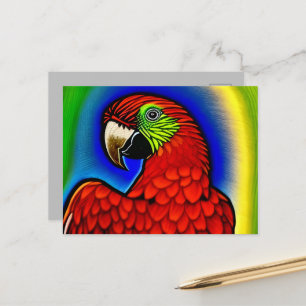 Tropical Treasure: Abstract Vibrant Parrot Artwork Postcard