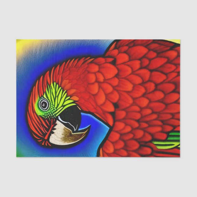 Tropical Treasure: Abstract Vibrant Parrot Artwork Tissue Paper (Front)