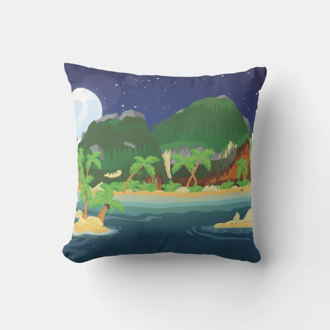 Tropical Treasure Island Throw Pillow (Front)