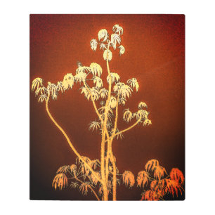 Tropical Tree Silhouette in browns Metal Wall Art