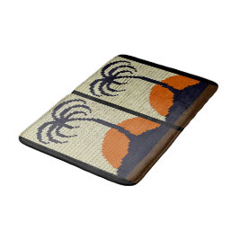 Tropical Trees Orange Sunset Artisan Crochet Print Bathroom Mat