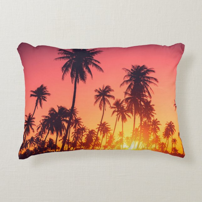 Tropical trees sunset accent pillow (Front)