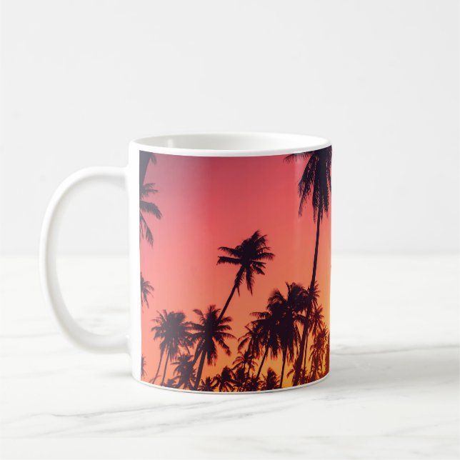 Tropical trees sunset coffee mug (Left)