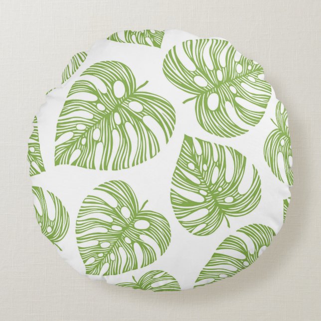 Tropical trendy seamless pattern with exotic palm  round pillow (Front)