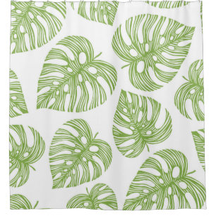 Tropical trendy seamless pattern with exotic palm  shower curtain