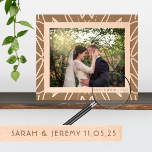 Tropical Tribal Style Names and Date Wooden Engraved Frames