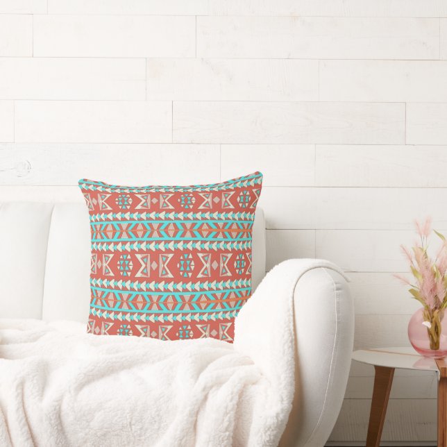 Tropical Tribal Summer Throw Pillow (Couch)