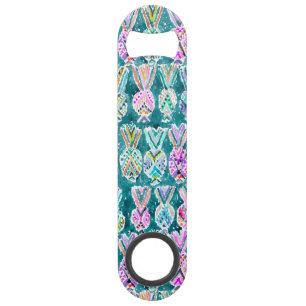 Tropical Tribal Watercolor Pineapple Pattern Bar Key