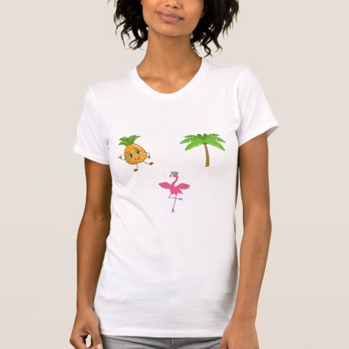 Tropical Trio Flamingo Pineapple Palm Tree2022 T_Shirt