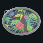 Tropical Tucan and Leaves Rainforest Belt Buckle<br><div class="desc">Bright and bold tropical rainforest art.</div>