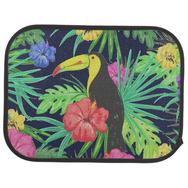 Tropical Tucan and Leaves Rainforest Car Floor Mat (Rear)