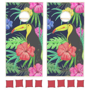 Tropical Tucan and Leaves Rainforest Cornhole Set