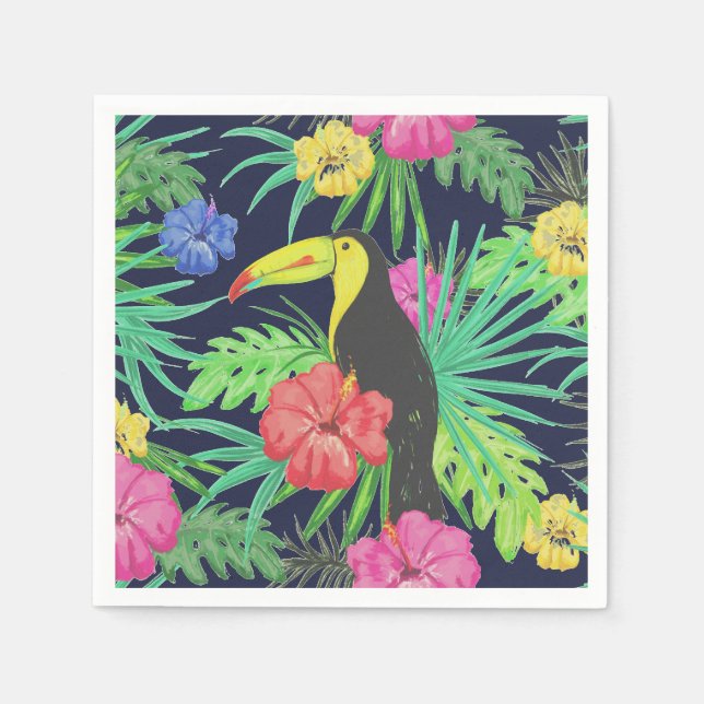Tropical Tucan and Leaves Rainforest Napkins (Front)
