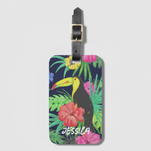 Tropical Tucan and Leaves Rainforest Personalised Luggage Tag