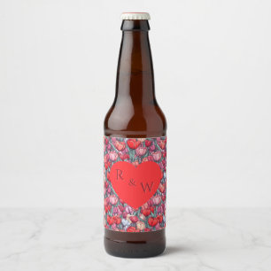 Tropical Tulip Floral Fall Wedding Beer Bottle Label
