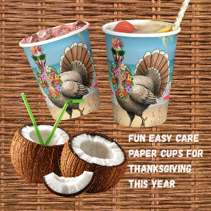 Tropical Turkey Thanksgiving Paper  Cups