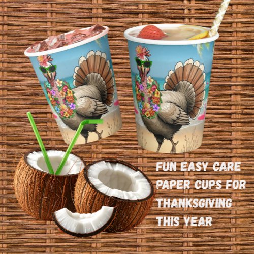 Tropical Turkey Thanksgiving Paper Cups