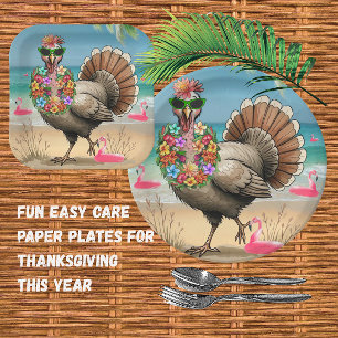 Tropical Turkey Thanksgiving Paper Plates