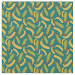 Tropical Turquoise Banana Leaf Pattern Fabric
