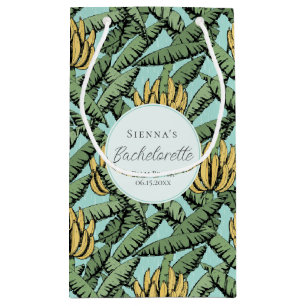 Tropical Turquoise Banana Leaves Bachelorette Small Gift Bag