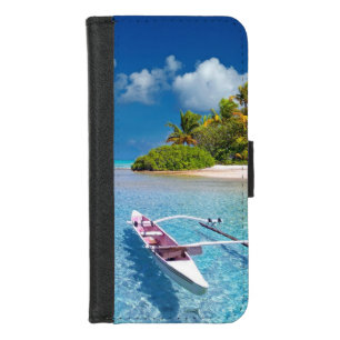 Tropical Turquoise Beach Boat Island iPhone 8/7 Wallet Case