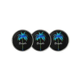 Tropical Turquoise Blue Palm Tree Personalized Golf Ball Marker