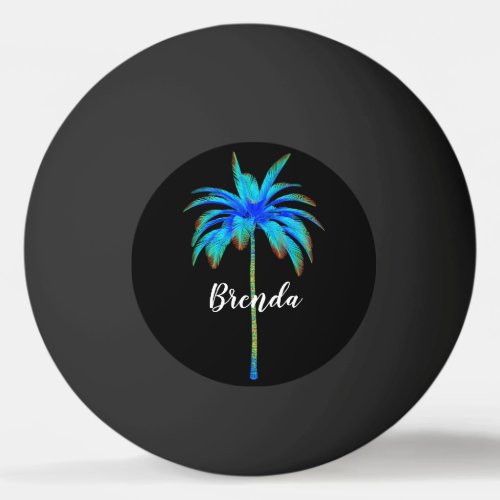 Tropical Turquoise Blue Palm Tree Personalized Ping Pong Ball