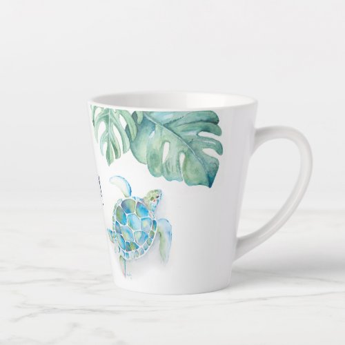 Tropical Turquoise Blue Watercolor Sea Turtle Mug