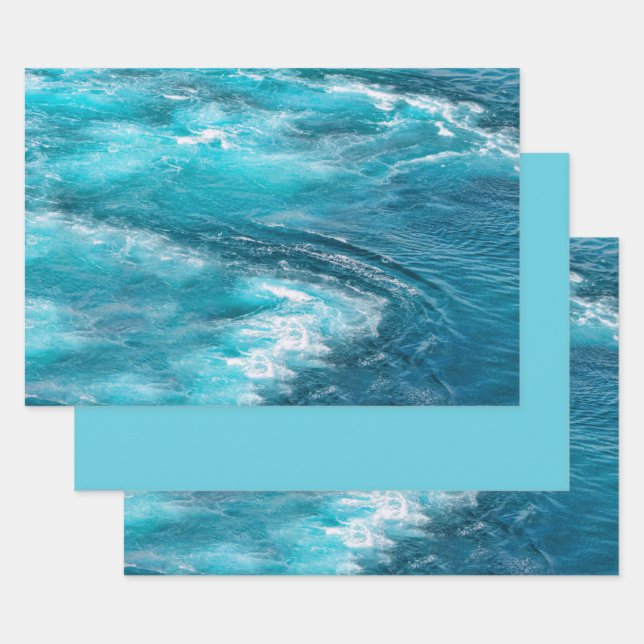 Tropical Turquoise Caribbean Ocean Cruise Photo Wrapping Paper Sheets (Set)