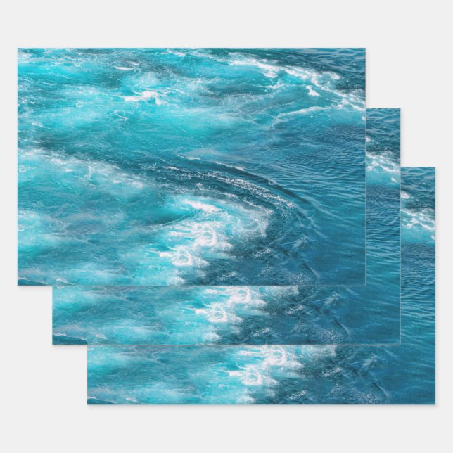 Tropical Turquoise Caribbean Ocean Cruise Photo Wrapping Paper Sheets (Set)