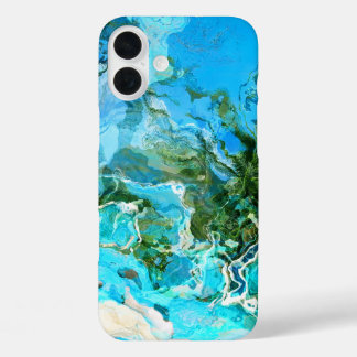 Tropical Turquoise Ocean Blue & Seaweed Green iPhone 16 Plus Case