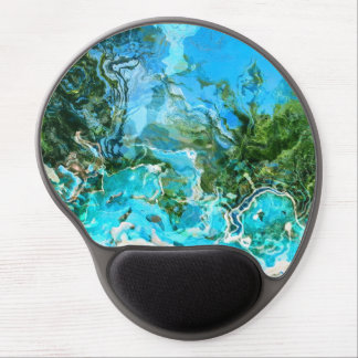 Tropical Turquoise Ocean Blue & Seaweed Green Gel Mouse Pad