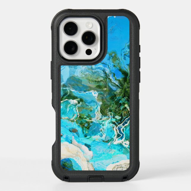 Tropical Turquoise Ocean Blue & Seaweed Green Otterbox iPhone Case (Back)