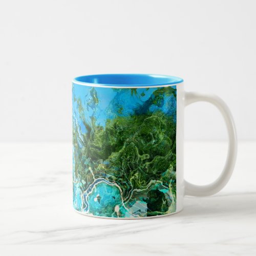 Tropical Turquoise Ocean Blue  Seaweed Green Two_Tone Coffee Mug