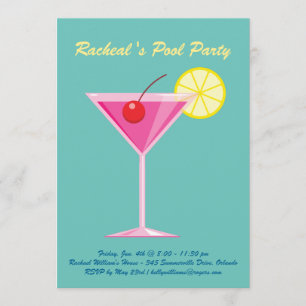 Tropical Turquoise Pool Party Invitation