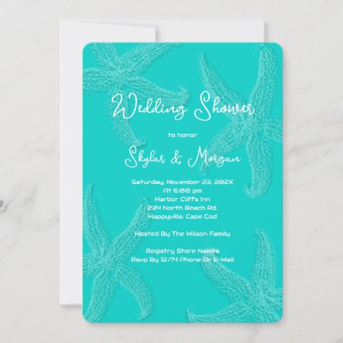 Tropical Turquoise Sea Stars Pre_wedding Shower Invitation