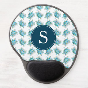 Tropical Turquoise Sea Turtle Monogram Gel Mouse Pad