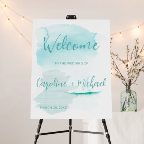 Tropical Turquoise Watercolor Welcome Foam Board